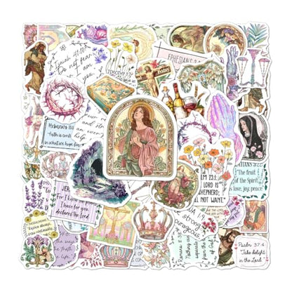 108 PCS Jesus Christian Bible Stickers, Waterproof Vinyl Religious Faith Stickers, Inspirational Scripture Decals for Laptops, Water Bottles, Journals, Notebooks, Ideal Christian - color: Jesus Christian Bible