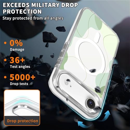 for iPhone 17 Air Case [Compatible with Magsafe],Girls Women Clear Magnetic Case Silicone Shockproof Protective Cover with Pattern Aesthetic Green Wavy Art - color: Aesthetic Green Wavy Art, size: iPhone 17 Air
