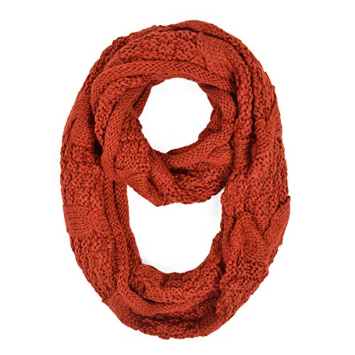 TrendsBlue Premium Winter Thick Infinity Twist Cable Knit Scarf - Diff Colors Avail. - color: Rust