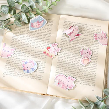 Axolotl Magnetic Bookmarks Gifts - 8 Pcs Pink Cute Bookmark - style: Axolotl