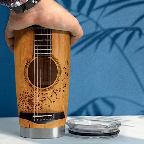 SANDJEST Guitar Tumbler Cup 20oz Insulated Stainless Steel Tumblers Coffee Travel Mug Gift for Musician Players Guitar Lovers - color: Guitar