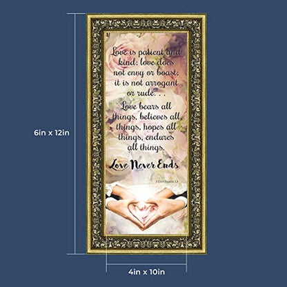 Crossroads Home Décor Love Never Ends, Christian Marriage Gift, True Love Picture Frame, 7310G