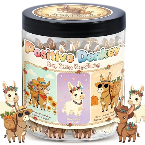 Positive Donkey Christmas Jar, Funny Emotional Support Gift for Men and Women, Christmas Gifts for Coworkers Teachers and Bosses, Holiday Motivation Home Office Decor - color: Positive Donkey