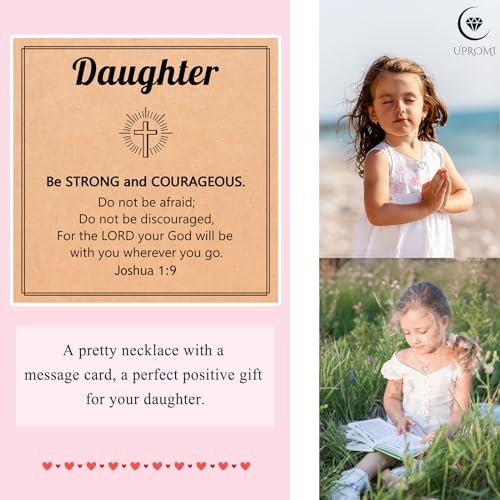 UPROMI Cross Necklace for Girls Back to School Baptism Graduation Gifts - style: Daughter