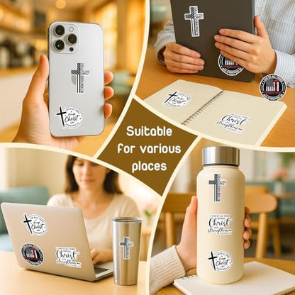 4 Pcs Christian Stickers - Waterproof Vinyl Christian, Bible Verse - color: Bible Verse Faith Stickers