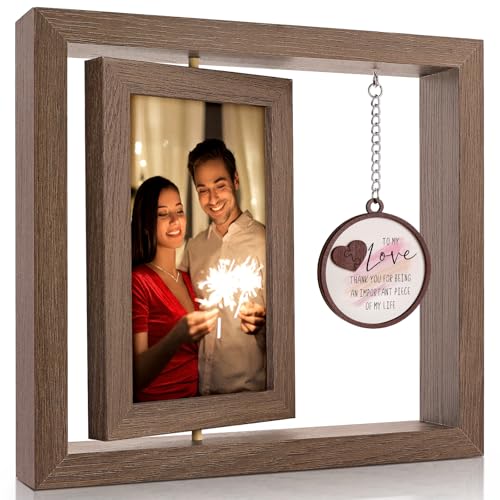 LukieJac Valentine’s Day Gift - I Love You Gifts Couple Frames - Anniversary Birthday Christmas I Miss You Gifts for Her, Him Romantic Rotating 4x6 Picture Frame - color: To My Love