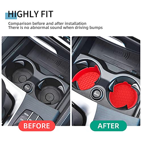Amooca 4-Pack Spill-Proof Cup Coasters Non-Slip Car Cup Holder Inserts - color: Red, size: 4 pack