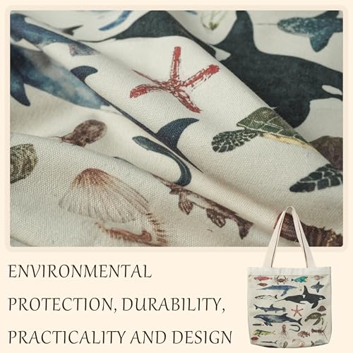 Large Tote Shopping Bag Cotton Canvas-Reusable grocery Bag with Zipper Aesthetic Reusable Shoulder Bag - style: Style-b