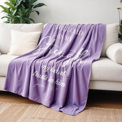 Christian Blanket, Religious Bible Verse Flannel Throw Blanket, Christian Blankets for Women Faith, Inspirational Purple Blankets for Bedroom Living Room Couch Sofa, 50x60 Inches - color: Purple