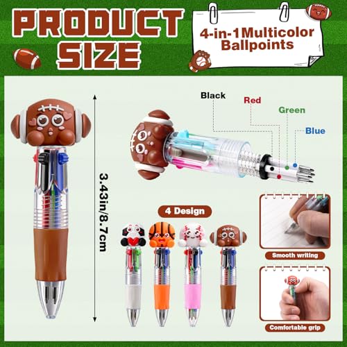 24 Mix Ball Party Favor Multicolor Pen in One - color: Mix Sports Multicolor