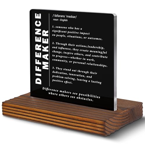 Mentor Coach Appreciation Gift Acrylic Desk Plaque with Wooden Stand, Difference Maker Definition Sign, Thank You Gift for Mentor Coach Leader, Office Desk Decor for Retirement Graduation EC401 - style: Leader Coworker