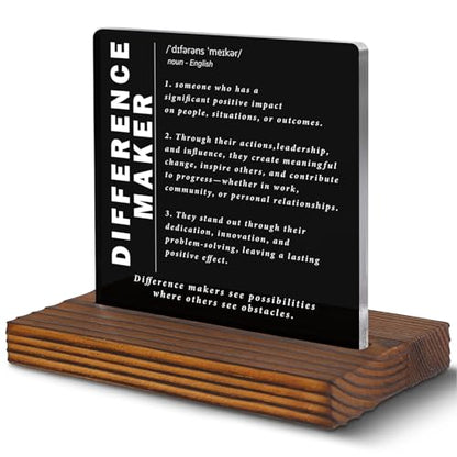 Mentor Coach Appreciation Gift Acrylic Desk Plaque with Wooden Stand, Difference Maker Definition Sign, Thank You Gift for Mentor Coach Leader, Office Desk Decor for Retirement Graduation EC401 - style: Leader Coworker