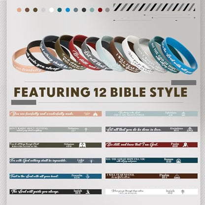 Ecation 72 Pcs Bible Verse Christian Bracelets Silicone,Classic Color - color: Classic Color