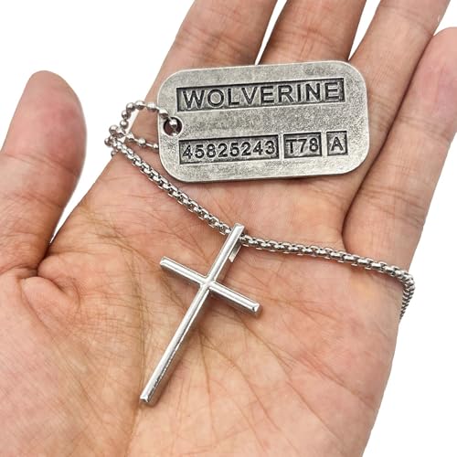 Wolverine Dog Tag and Cross Necklace for Men & Women, 3-in-1 DIY Jewelry