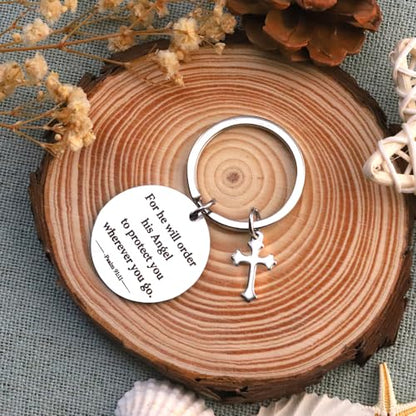 Bible Verse Gifts Keychain, Christian Bible Keychains, Christian Keychain Gifts - color: Bible-for He Will Order His Angel