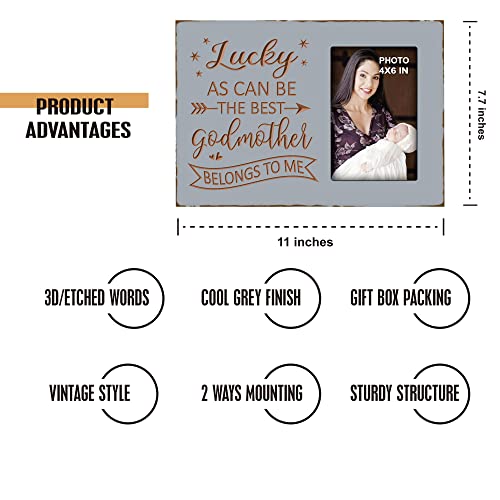 Lucky as Can Be the Best Godmother Belongs to Me Engraved Picture Frame - color: best godmother