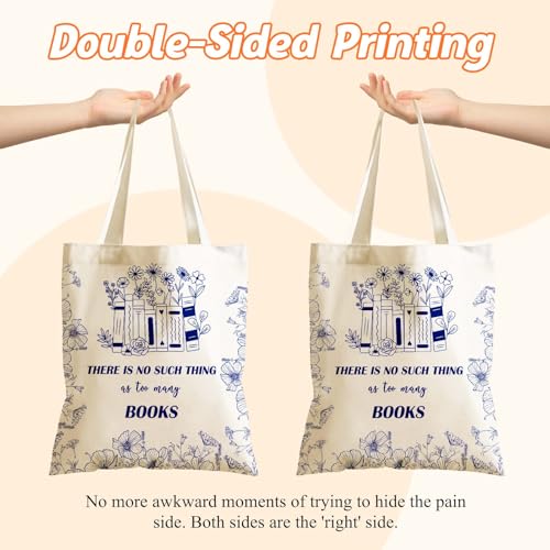 Aesthetics Canvas Tote Bag - Art Design Gift for Women, Reusable Purse Tote Bag with Inner Zip Pocket - style: Book Lovers
