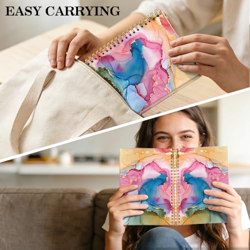 ERHACHAIJIA Watercolor Splash Lined Spiral Notebook for Women Wife Sister - color: Rainbow-gold