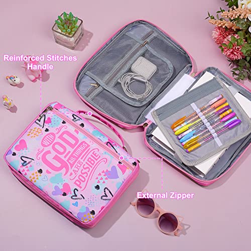 ICOSY Bible Cover, Church Bag for Women and Girls - color: Pink