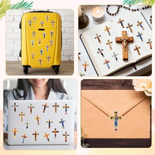 Catholicism Cross Roll Stickers for Kids Adults, 1000Pcs in 2 Rolls - style: Catholicism Cross