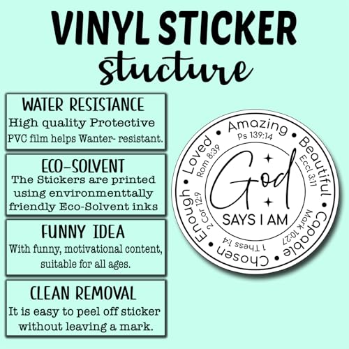 (3Pcs) God Say I Am Sticker Christian Inspirational Decals Decorate Books Laptop Phone Water Bottles Kindles Tumbler Waterproof Vinyl Stickers 3" Inch - color: God Say I Am