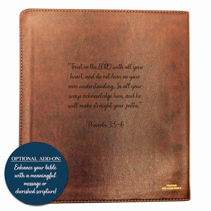 Personalized ESV Journaling Study Bible | Custom Engraved Name | Wide Margin Bible for Notes | Christian Gift for Men & Women (Flowers Personalized) - color: Leather