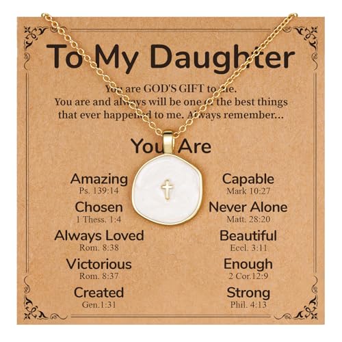 Cross Necklace for Granddaughter Daughter Jewelry Gifts - color: White, style: Daughter