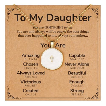 Cross Necklace for Granddaughter Daughter Jewelry Gifts - color: White, style: Daughter