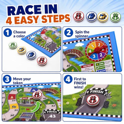 TRAVOFUN Magnetic Car Race Game | Travel Games for Kids Ages 4-8 - style: Car Race Game