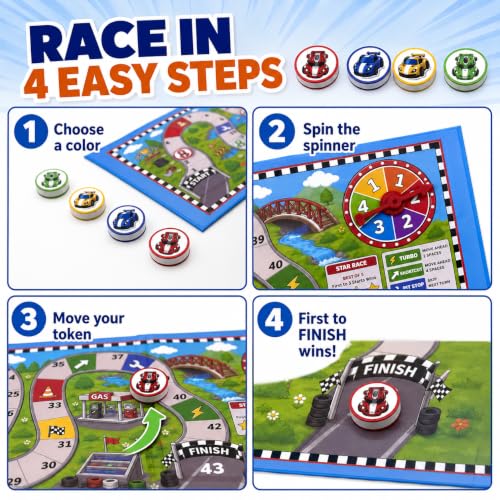 TRAVOFUN Magnetic Car Race Game | Travel Games for Kids Ages 4-8 - style: Car Race Game