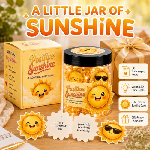 Positive Sunshine Jar, 30 Positive Notes for Women, Emotional Support Cards - color: Positive Sunshine Jar