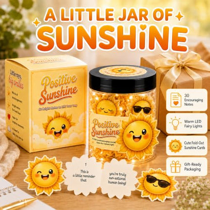 Positive Sunshine Jar, 30 Positive Notes for Women, Emotional Support Cards - color: Positive Sunshine Jar