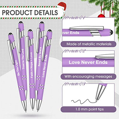 Sabary 12 Pcs Motivational Pens Stylus Tip Black Ink, Purple - color: Purple