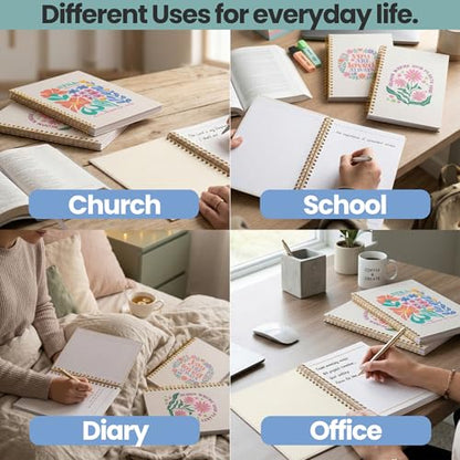 Christian Notebook Set of 3 - Bible Study Prayer Journals, Joyful Bloom