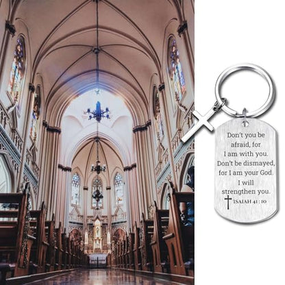 Inspirational Scripture Keychain with Cross - Bible Verse Matte Key Chain Religious Gift for Christian - style: Isaiah 41:10