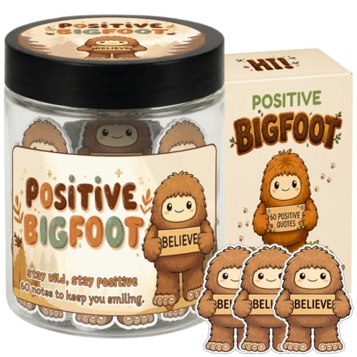 Positive Bigfoot Jar with 60 Daily Affirmation Cards, Bigfoot Gifts, Sasquatch Gifts for Men Women, Emotional Support Bigfoot Jar, Funny Gift for Dad or Husband - color: Positive Bigfoot