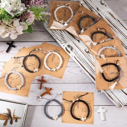Liliaafar 20 Sets Cross Bracelets Bulk for Kids Teens Adjustable Christian Friendship Bracelets for VBS Sunday School Gifts - color: Dark Colors