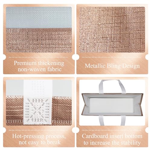 cabzymx Rose Gold Reusable Gift Bags with Metallic Design, 25 Pcs Non-woven Gift Bag Bulk with Handles, 12.6x4.7x11 In Party Bags for Wrapping Gifts, Birthday, Wedding, Parties, Graduation - color: Rose Gold, size: 1 Count (Pack of 25)
