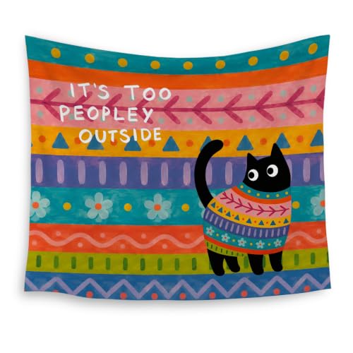 HUGANE Boho Black Cat Tapestry Wall Decor 50x60 Inch - color: colour-07