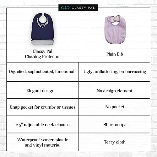 Adult Bibs for Women, Wipe ‘n Wear™ Clothing Protectors for Eating, Senior Adult Bib Crumb Catcher, Waterproof, Reusable, Washable (Pearl Necklace) - size: 1 Pack