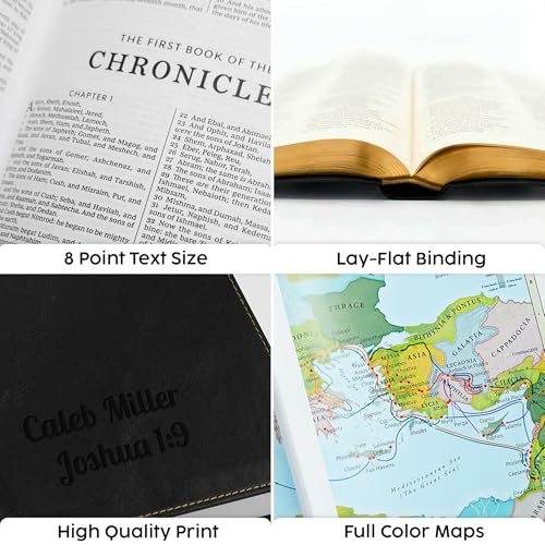 Printualist Personalized KJV Thinline Holy Bible with Name Engraved, Red Letter King James Version, Faux Leather Black Cover, Custom Gift Bible for Christian Celebrations - color: Black (Thinline)