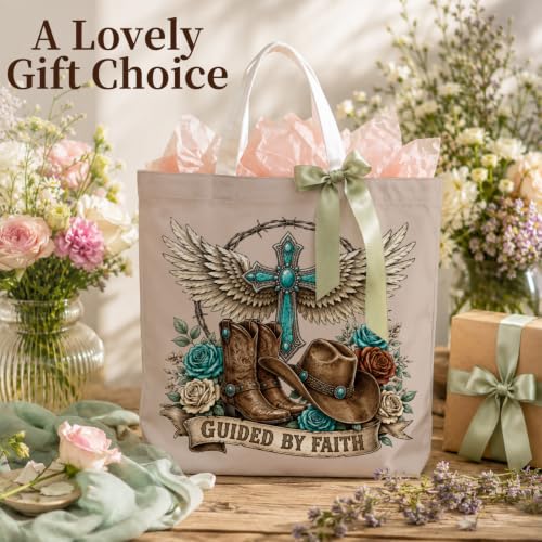 Western Cowgirl Canvas Tote Bag Cowgirl Gifts - color: Western Cowboy Theme 10