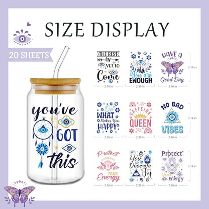 AFRITEE UV DTF Cup Wraps Evil Eye Transfers Stickers for Water Bottle Craft - color: Devil Eyes