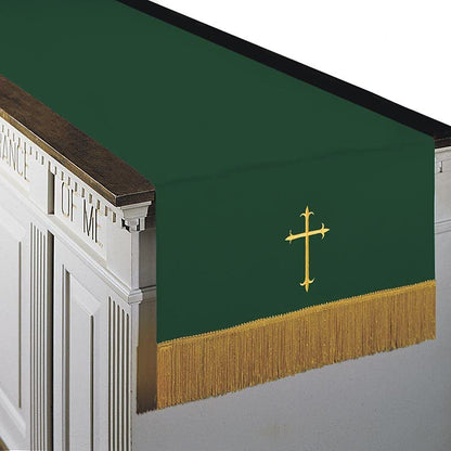 Murphy Robes Table Runners - Reversible Communion Table Cloth Embroidered with Latin Cross Sanctuary Table Runner, 20 x 82-Inch, Green/Purple