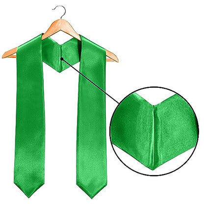 Plain Graduation Stole Sash 60 Inch Unisex Adults Solid - color: Emeral Green Stole