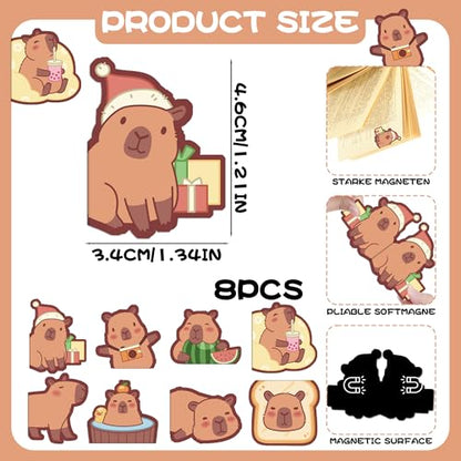 Capybara Magnetic Bookmarks Gifts - 8 Pcs Cute Animals Bookmark - style: Capybara