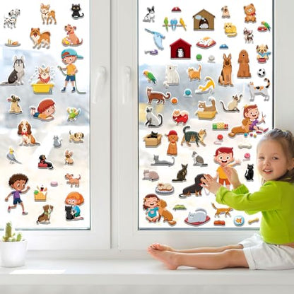Pet Shop 3D Puffy Sticker Activity Book 100 Reusable Stickers Activities Puppy Sticker Book Cute Dog Cats Christmas Removable Stickers for Gifts Toys Supplies Favor - style: Pet Shop