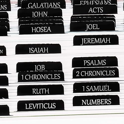 Thinkor Reposition Laminated Bible Tabs, Large Print Stickers, Easy to Read and Apply Bible Tabs for Women and Man (Luxury Black) - color: Luxury Black