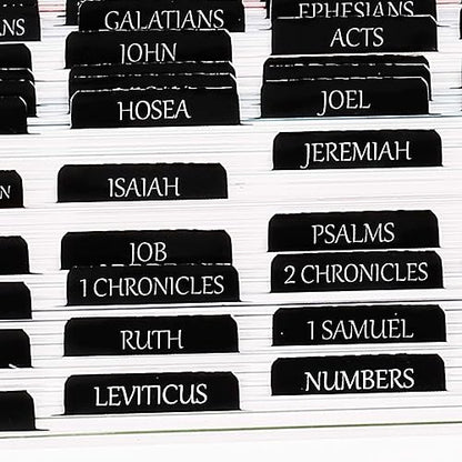 Thinkor Reposition Laminated Bible Tabs, Large Print Stickers, Easy to Read and Apply Bible Tabs for Women and Man (Luxury Black) - color: Luxury Black