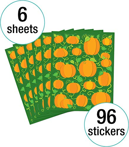 Carson Dellosa Pumpkin Stickers, 96 Pumpkin Stickers for Kids, Thanksgiving Crafts, Pumpkin Craft, Reward Stickers, and Motivational Stickers, 6 Sheets of Halloween Stickers for Kids - style: Pumpkins